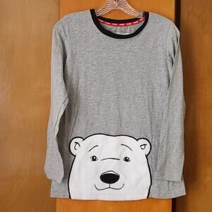 Womens Coca Cola Bear Sleepwear LS Shirt Medium Gray Loungewear